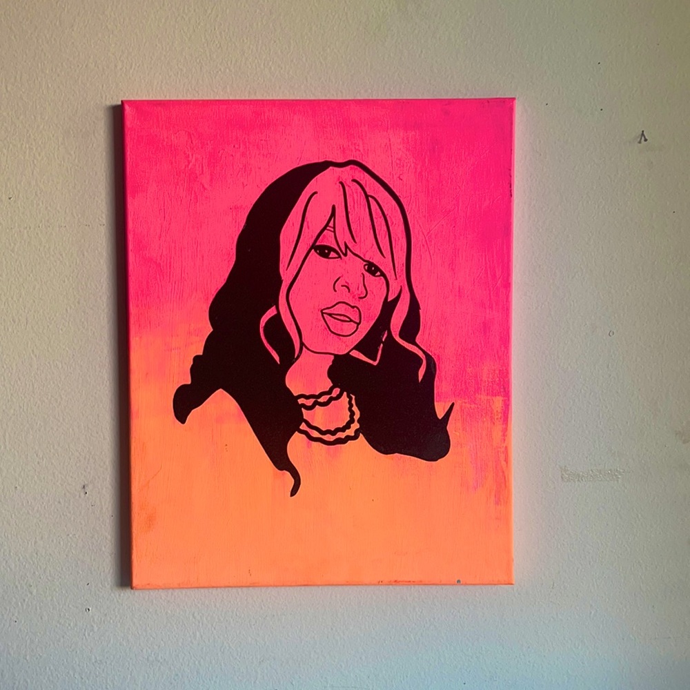 20in X 16in Acrylic and Black Glitter Vinyl Hip-Hop Diva Remy Ma